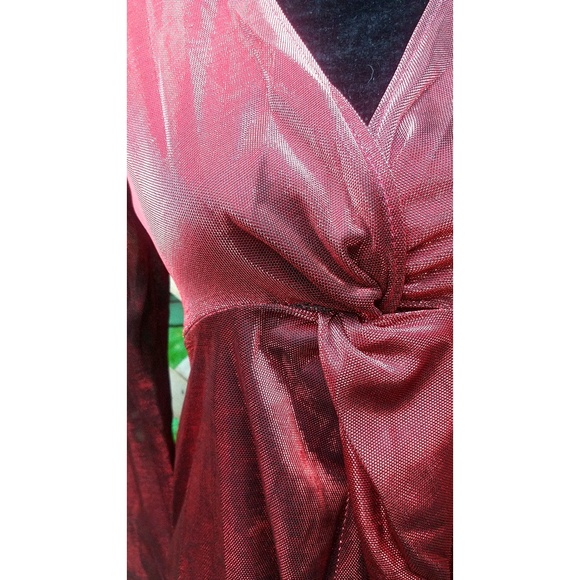 HP - Metallic Ruby Red Twist Front Party Dress - Picture 6 of 8